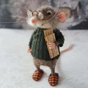 Cute Needle Felted Mouse Doll Mice Winter Christmas Needle Felted Mouses Christmas Wool Felt Gifts Home Decor Plush Animals