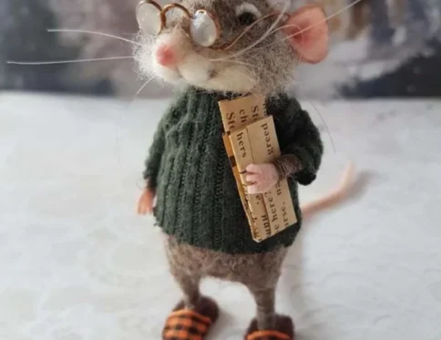 Cute Needle Felted Mouse Doll Mice Winter Christmas Needle Felted Mouses Christmas Wool Felt Gifts Home Decor Plush Animals