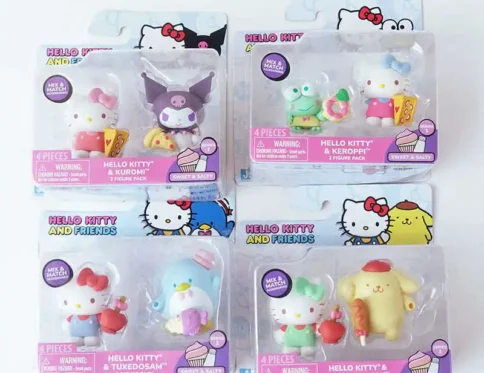 Hello Kitty And Friends Figure Sweet & Salty My Melody Kuromi Pompompurin Cinnamoroll Hello Kitty 2 Figure Pack Anime Figure Toy